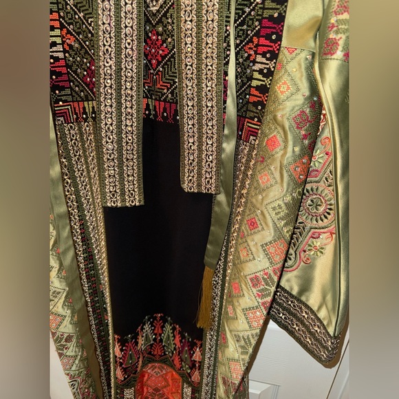 Elegant Multicolor Long Sleeve Dress luxury Palestinian Thobe - Picture 6 of 9